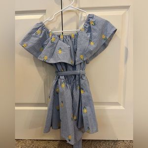 Blue and White striped jumpsuit/romper